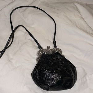 Vintage One World by Brighton Purse Black Leather Croc Embossed